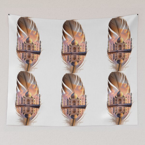 Item preview, Taj Mahal Feather Art | India Travel Illustration | Taj Mahal Feather Design | Indian Landmark Artwork | Travel Aesthetic designed and sold by GalleryPeak.