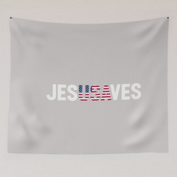Item preview, 4th of July Christian Jesus Saves USA Flag Patriotic designed and sold by MabelWells.