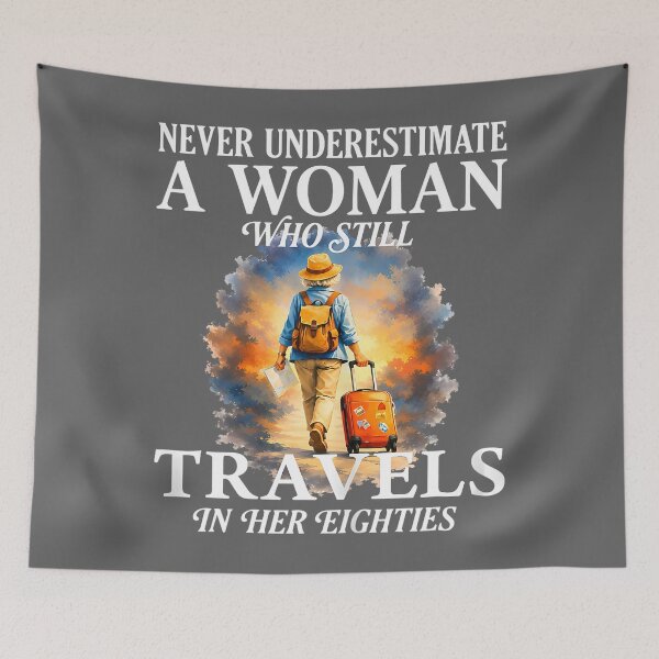 Item preview, Never Underestimate a Woman who Still Travels in her 80's designed and sold by KristineLi.