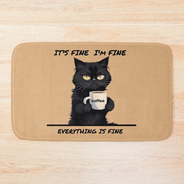 Item preview, Its Fine Im Fine Everything Is Fine Black Cat Coffee designed and sold by FMSeamlessArt.