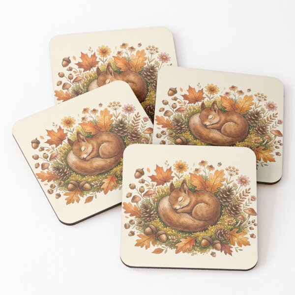 Item preview, Sleeping Squirrel Acorns Autumn Cottagecore Forest designed and sold by CalmCapy Co.