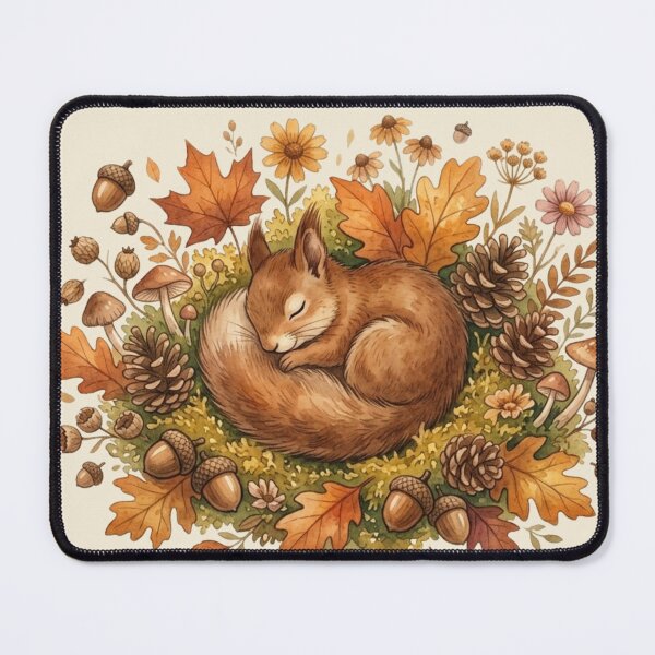 Item preview, Sleeping Squirrel Acorns Autumn Cottagecore Forest designed and sold by CalmCapy Co.