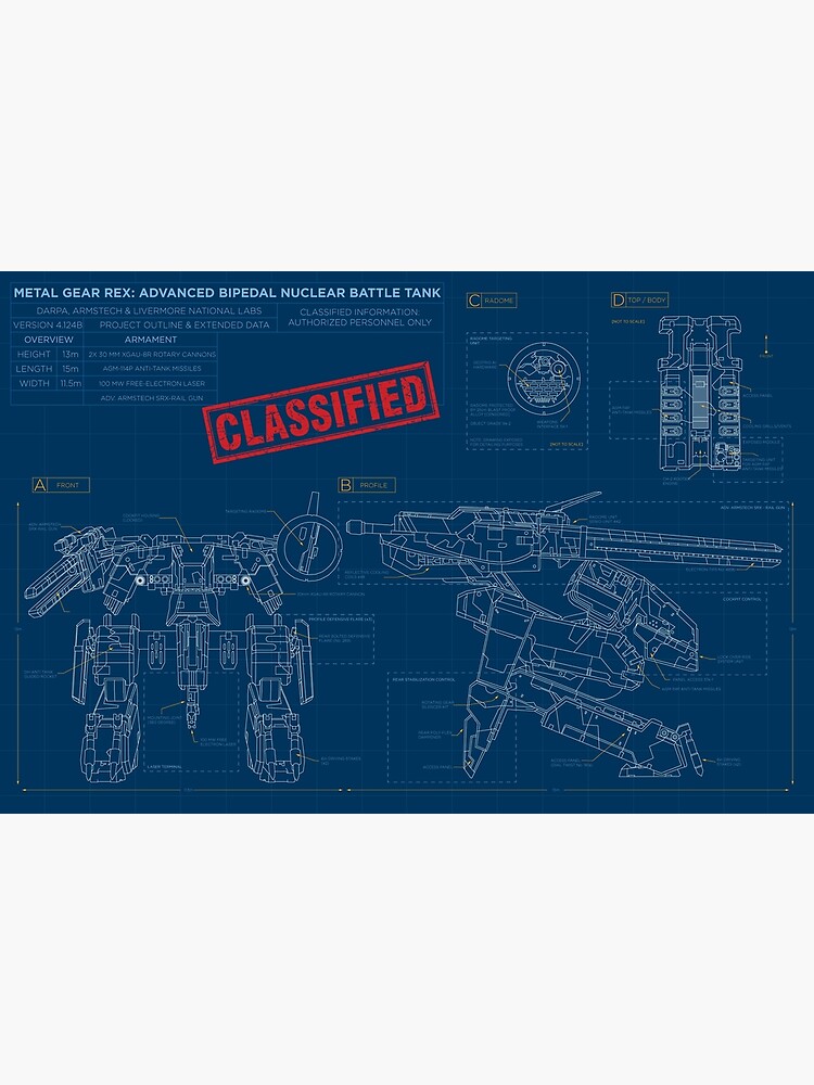 Discover Metal Gear Solid Rex - Blueprints Premium Matte Vertical Poster