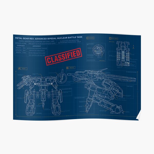 Metal Gear Solid Rex - Blaupausen Poster
