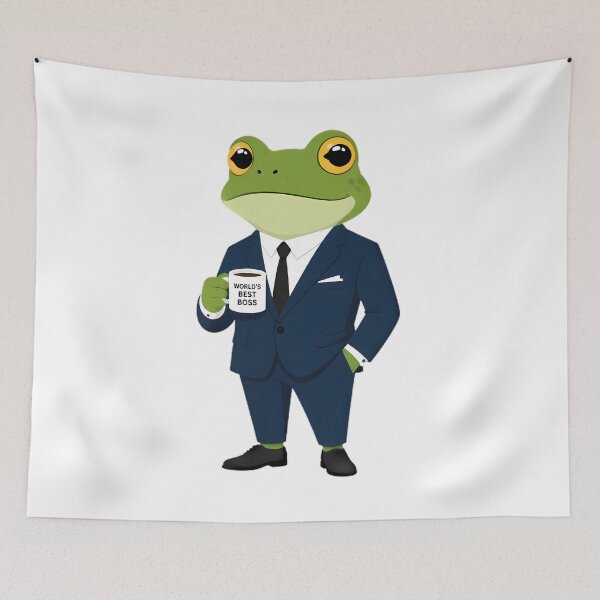 Item preview, Green Frog Boss In Suit Holding Coffee Mug designed and sold by By:MarcinK.