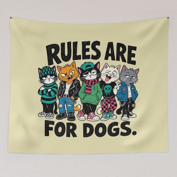 Item preview, Rules Are For Dogs Punk Cat Squad designed and sold by AwesomeBeyondLimits.