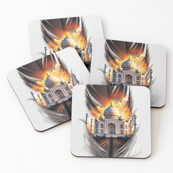 Item preview, Taj Mahal Feather Art | India Travel Illustration | Taj Mahal Sunset Feather Design | Indian Landmark Artwork | Wanderlust Decor designed and sold by GalleryPeak.