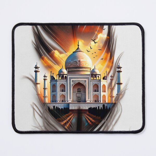 Item preview, Taj Mahal Feather Art | India Travel Illustration | Taj Mahal Sunset Feather Design | Indian Landmark Artwork | Wanderlust Decor designed and sold by GalleryPeak.