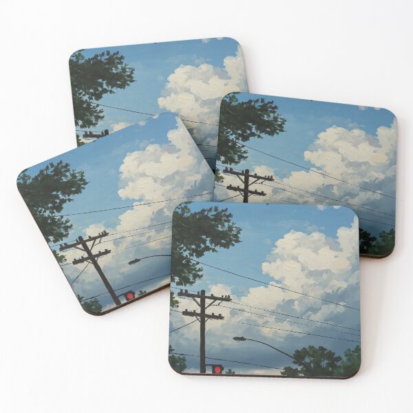Item preview, Aesthetic Retro Telephone Pole and Blue Sky Painting designed and sold by ondante.