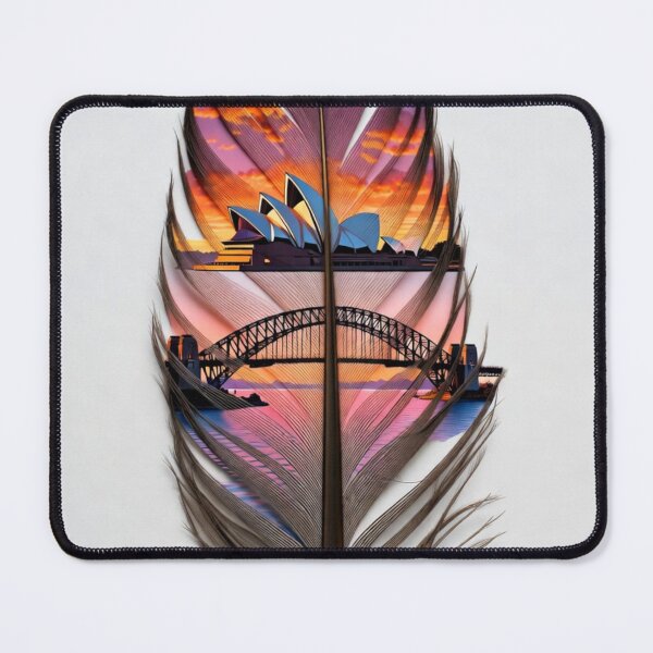 Item preview, Sydney Feather Landmark Sunset | Opera House and Harbour Bridge Travel Art designed and sold by GalleryPeak.