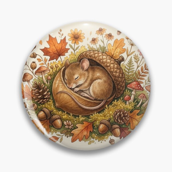 Item preview, Sleeping Mouse Acorn Cap Cottagecore Botanical Art designed and sold by CalmCapy Co.
