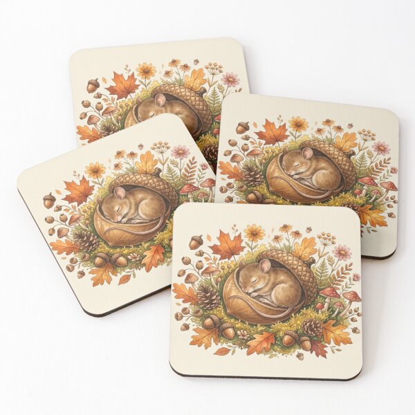 Item preview, Sleeping Mouse Acorn Cap Cottagecore Botanical Art designed and sold by CalmCapy Co.