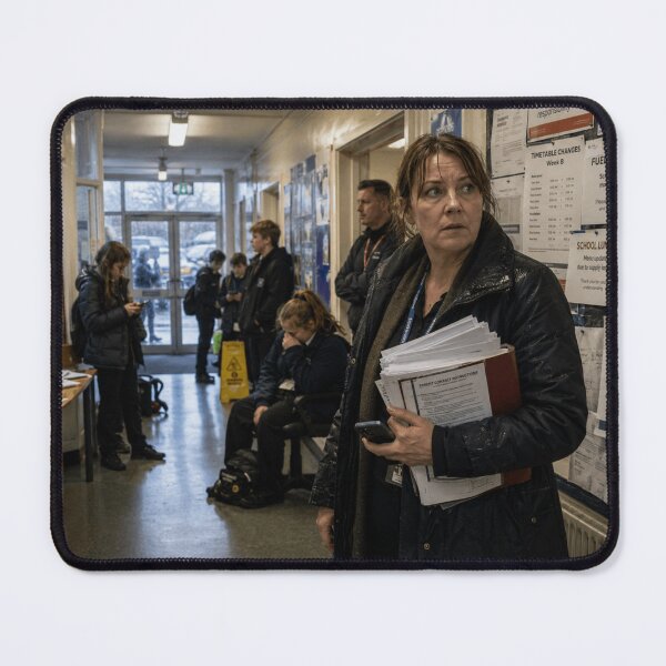 Item preview, British School Corridor Crisis | Civilian Home Front Modern War Wall Art designed and sold by Element Horizon Studio.