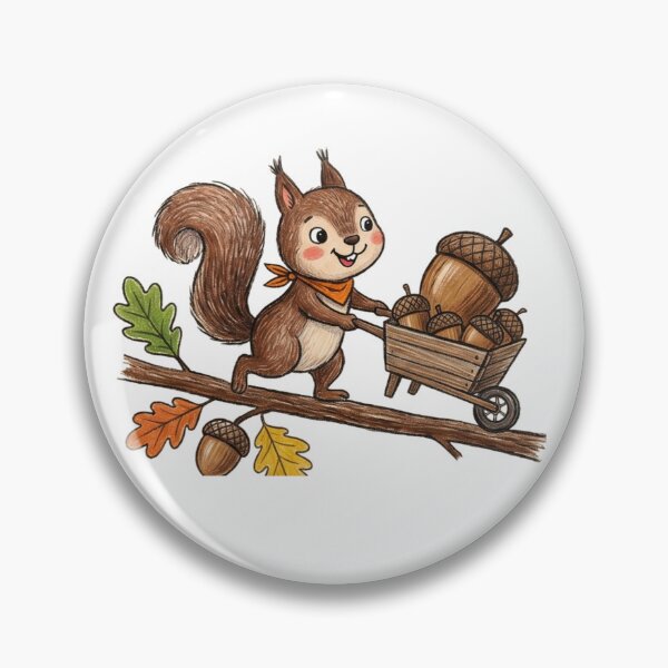 Item preview, Cute Squirrel Acorn Harvest Wheelbarrow Autumn Illustration designed and sold by TaiwanMemory.