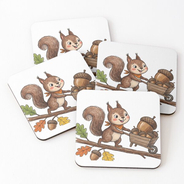 Item preview, Cute Squirrel Acorn Harvest Wheelbarrow Autumn Illustration designed and sold by TaiwanMemory.