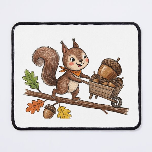 Item preview, Cute Squirrel Acorn Harvest Wheelbarrow Autumn Illustration designed and sold by TaiwanMemory.