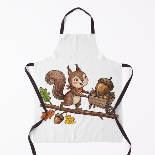 Item preview, Cute Squirrel Acorn Harvest Wheelbarrow Autumn Illustration designed and sold by TaiwanMemory.