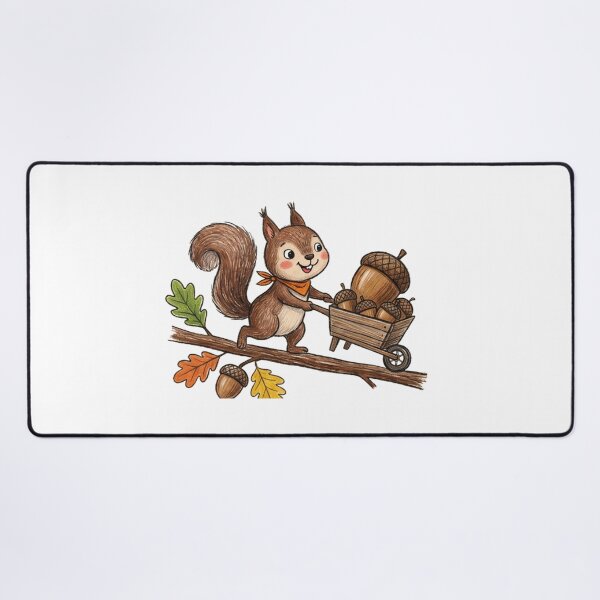 Item preview, Cute Squirrel Acorn Harvest Wheelbarrow Autumn Illustration designed and sold by TaiwanMemory.