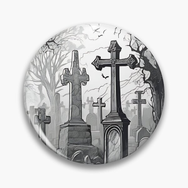 Item preview, Gothic Cemetery Spooky Graveyard Crosses Vintage Engraving designed and sold by DarkOriginArts.