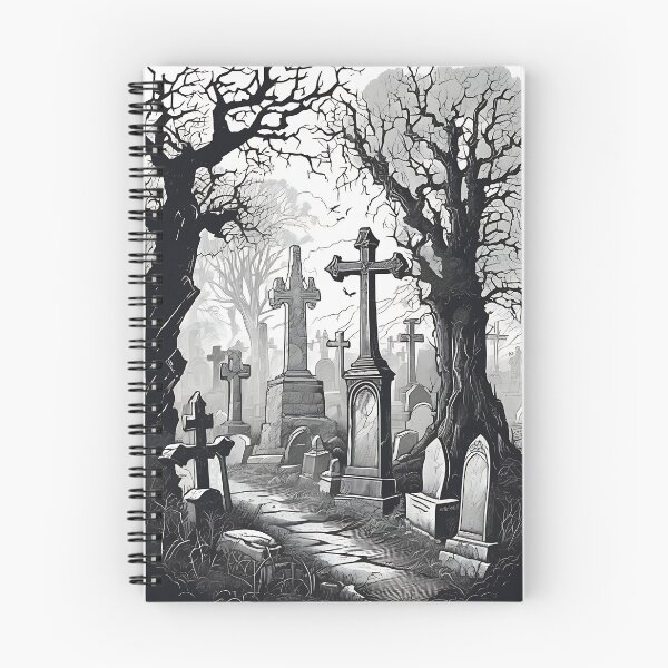 Item preview, Gothic Cemetery Spooky Graveyard Crosses Vintage Engraving designed and sold by DarkOriginArts.