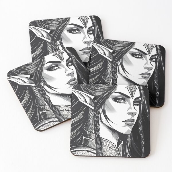 Item preview, Gothic Elf Warrior Queen Portrait Dark Fantasy Art designed and sold by DarkOriginArts.