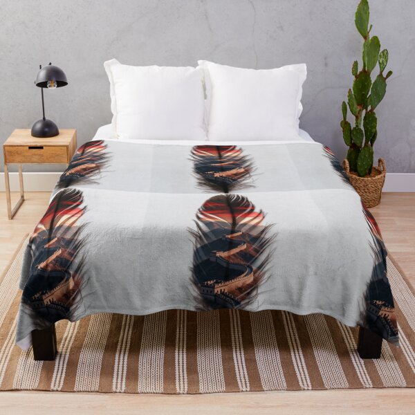Item preview, Great Wall of China Feather Art | Asian Landmark Travel Illustration designed and sold by GalleryPeak.