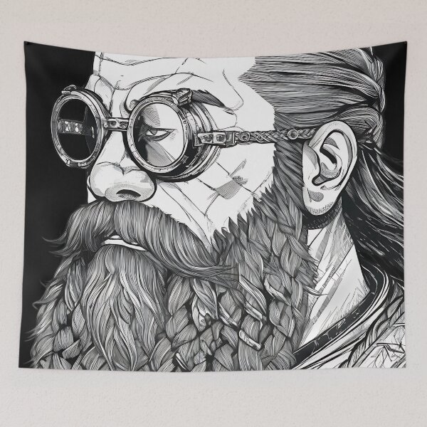 Item preview, Gothic Fantasy Dwarf Blacksmith Steampunk Goggles Portrait designed and sold by DarkOriginArts.