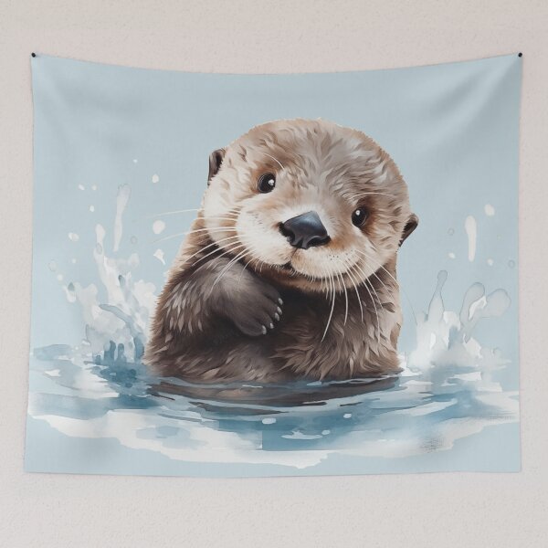 Item preview, Cute Sea Otter Gift for Ocean Animal Lover | Watercolor Baby Otter Splashing in Water | Wildlife Art for Kids Room, Birthday, Nature Lover Tee designed and sold by Covent Vaughn.