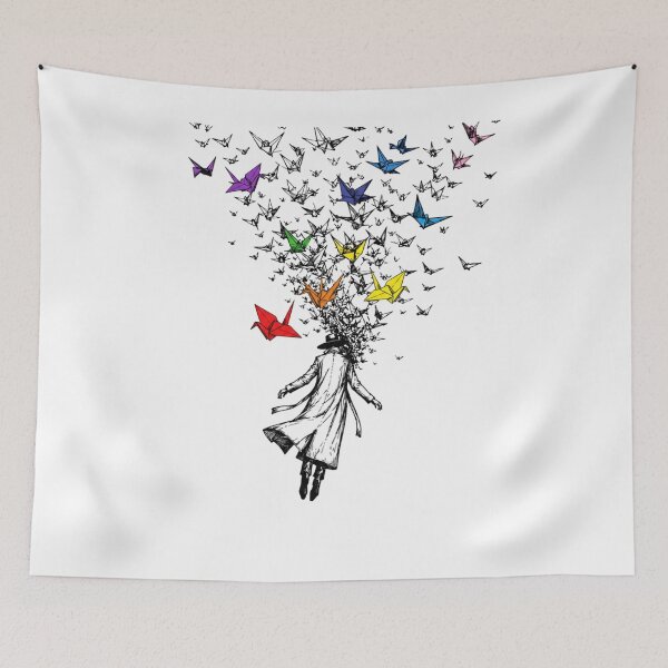 Item preview, Flight of Thoughts Surreal Origami Sketch Vintry off. designed and sold by VintryOff.
