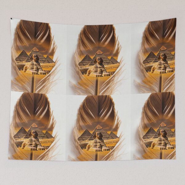 Item preview, Egypt Feather Art | Pyramids and Great Sphinx Travel Illustration designed and sold by GalleryPeak.