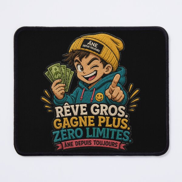 Item preview, Dream Big Win More Zero Limits – Humorous Streetwear Embroidery | Donkey Forever | Money Mindset Cartoon Embroidery designed and sold by PLUSHIWORLDtm.