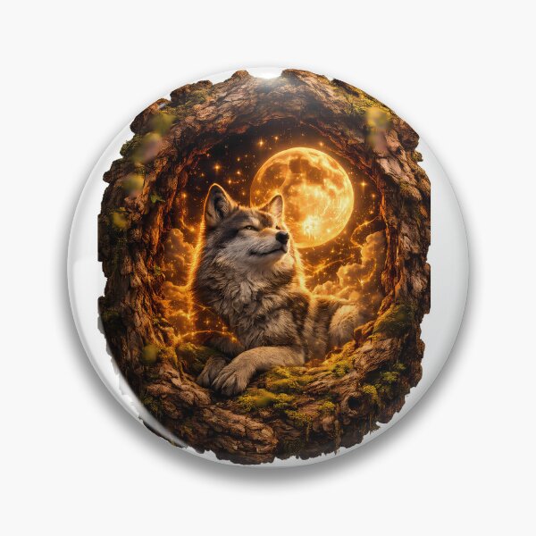Item preview, Majestic Wolf Portrait in Rustic Bark Frame – Forest Wildlife Art designed and sold by GGAUL.
