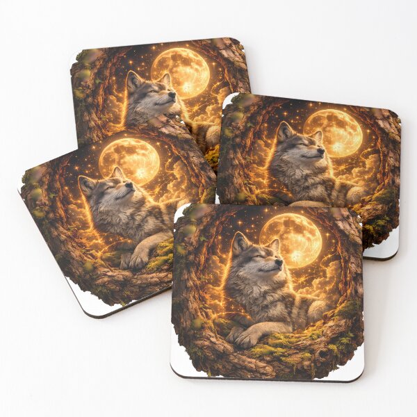 Item preview, Majestic Wolf Portrait in Rustic Bark Frame – Forest Wildlife Art designed and sold by GGAUL.