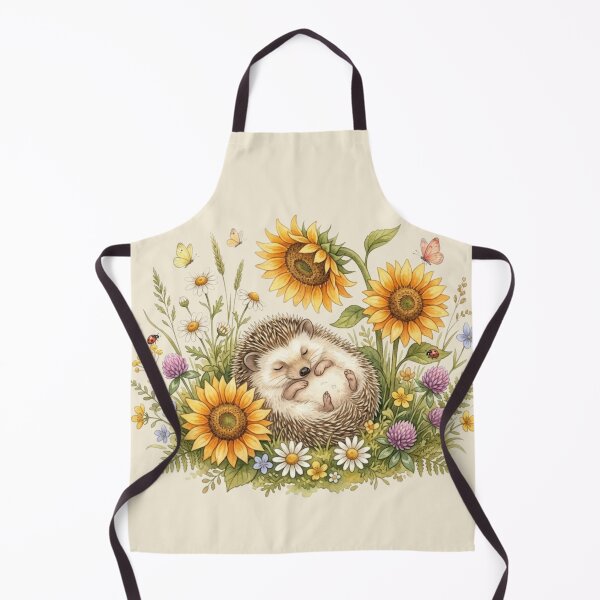 Item preview, Sleeping Hedgehog Sunflower Meadow Cottagecore Summer designed and sold by CalmCapy Co.