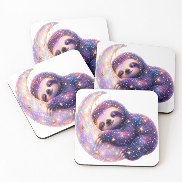 Item preview, Galaxy Sloth Sleeping on Moon Art designed and sold by StickersHul.