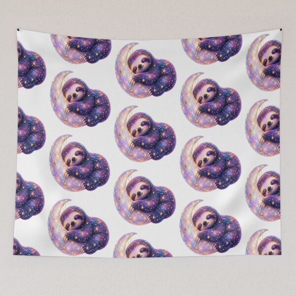 Item preview, Galaxy Sloth Sleeping on Moon Art designed and sold by StickersHul.