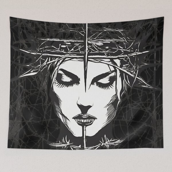 Item preview, Gothic Crown of Thorns Woman Portrait Dark Occult Art designed and sold by DarkOriginArts.