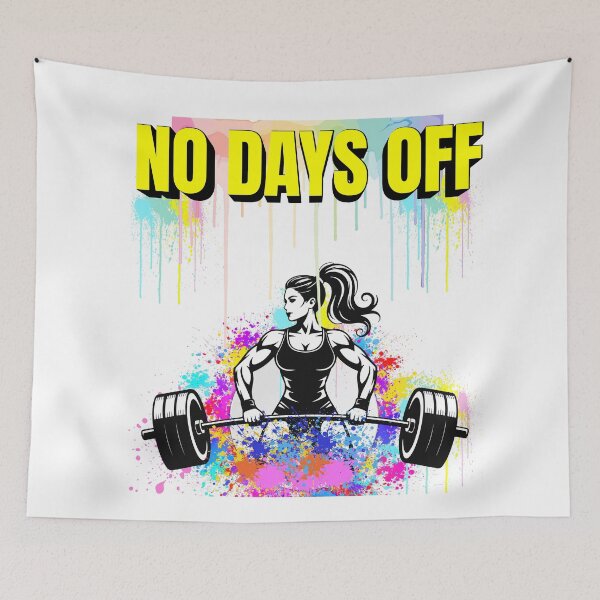 Item preview, No Days Off - Female Bodybuilding Watercolor Splatter Art designed and sold by GraphixByHub.