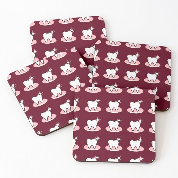 Item preview, Sparkling Teeth Grid Pattern - Cute Maroon Dental Art designed and sold by UniqueDesign751.