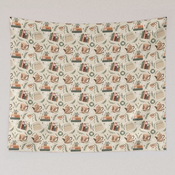 Item preview, Cozy Tea 'n Books Pattern designed and sold by PlainMaddiShop.