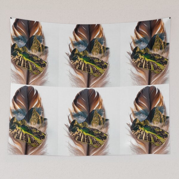 Item preview, Machu Picchu Feather Art | Peru Landmark Travel Illustration designed and sold by GalleryPeak.