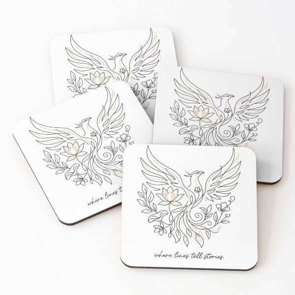 Item preview, The Botanical Phoenix: Mythical Rebirth - Minimalist Line Art designed and sold by jee532.