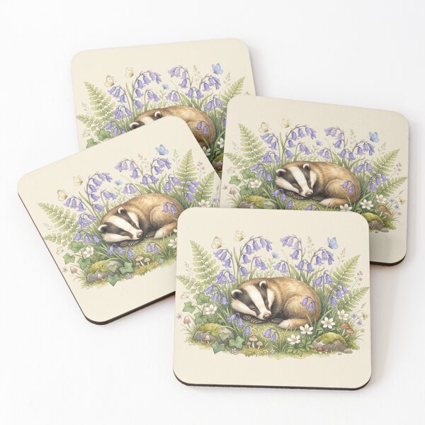 Item preview, Sleeping Badger Bluebell Forest Cottagecore Summer designed and sold by CalmCapy Co.