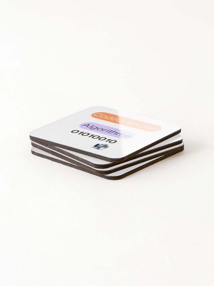 Thumbnail 4 of 5, Coasters (Set of 4), Lead Coder – Algorithm Humor designed and sold by divinijm.
