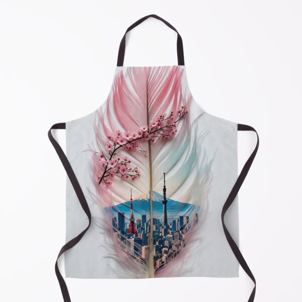 Item preview, Tokyo Sakura Feather Art | Mount Fuji and Skyline Travel Illustration designed and sold by GalleryPeak.