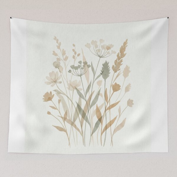 Item preview, Minimalist Wildflowers Meadow Boho Watercolor Illustration designed and sold by drhett09.