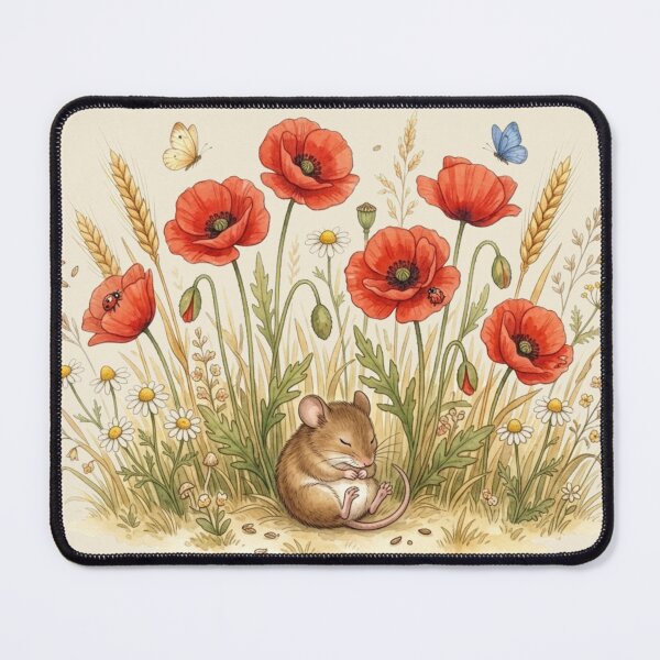 Item preview, Sleeping Mouse Poppy Field Cottagecore Summer Meadow designed and sold by CalmCapy Co.