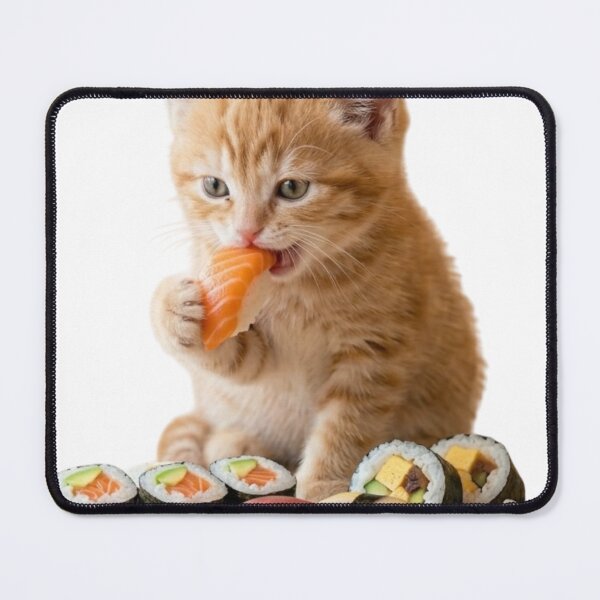Item preview, Cute Cat Enjoying Sushi – Adorable Food Lover designed and sold by Carrinho21.