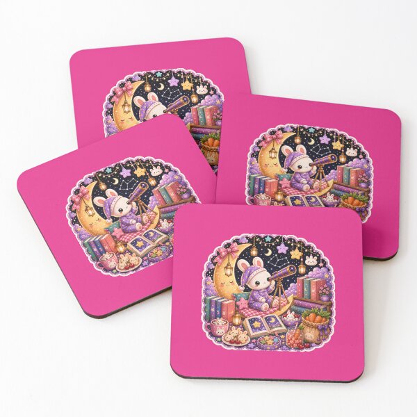 Item preview, Cute Moon Bunny Reading Under the Stars – Cozy Kawaii Cottagecore Art designed and sold by ALH Apparel.