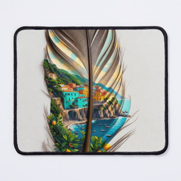 Item preview, Amalfi Coast Feather Art | Italian Coastal Travel Illustration designed and sold by GalleryPeak.